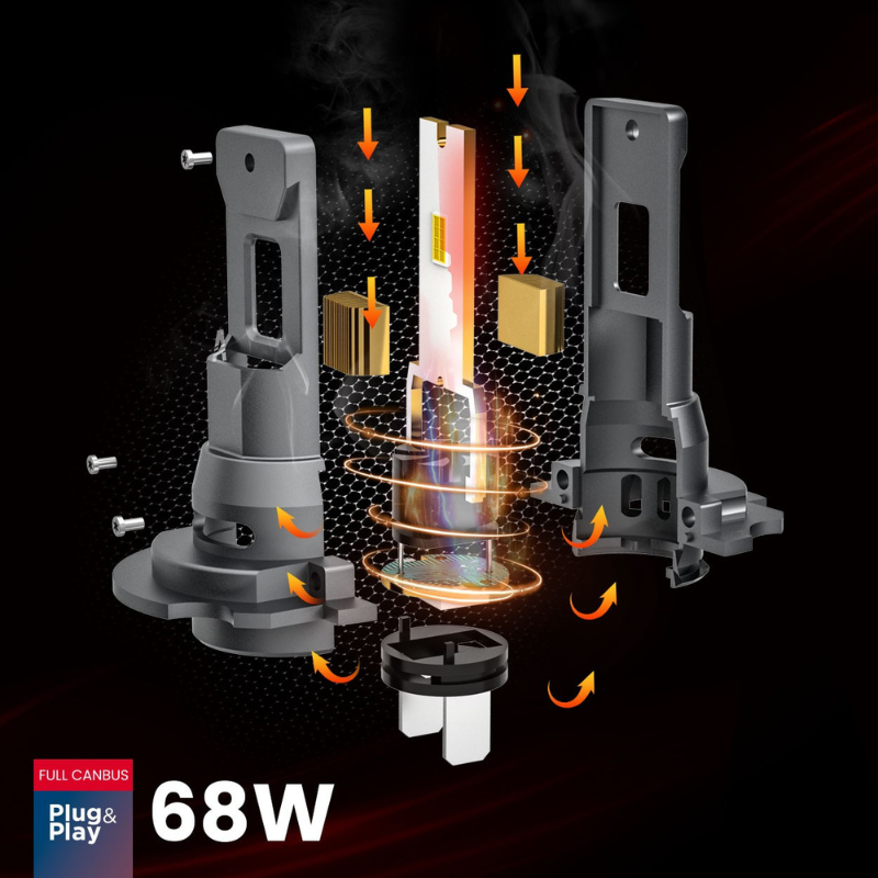 Becuri LED H7 auto 68W, 6000K, CANBUS, 7646lm, 12/24V [6]