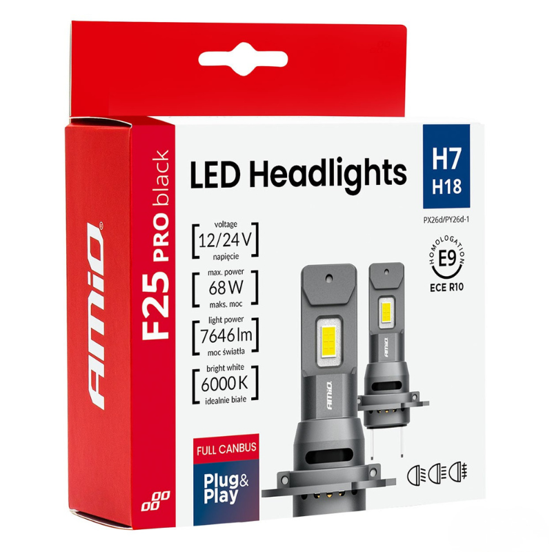 Becuri LED H7 auto 68W, 6000K, CANBUS, 7646lm, 12/24V [10]