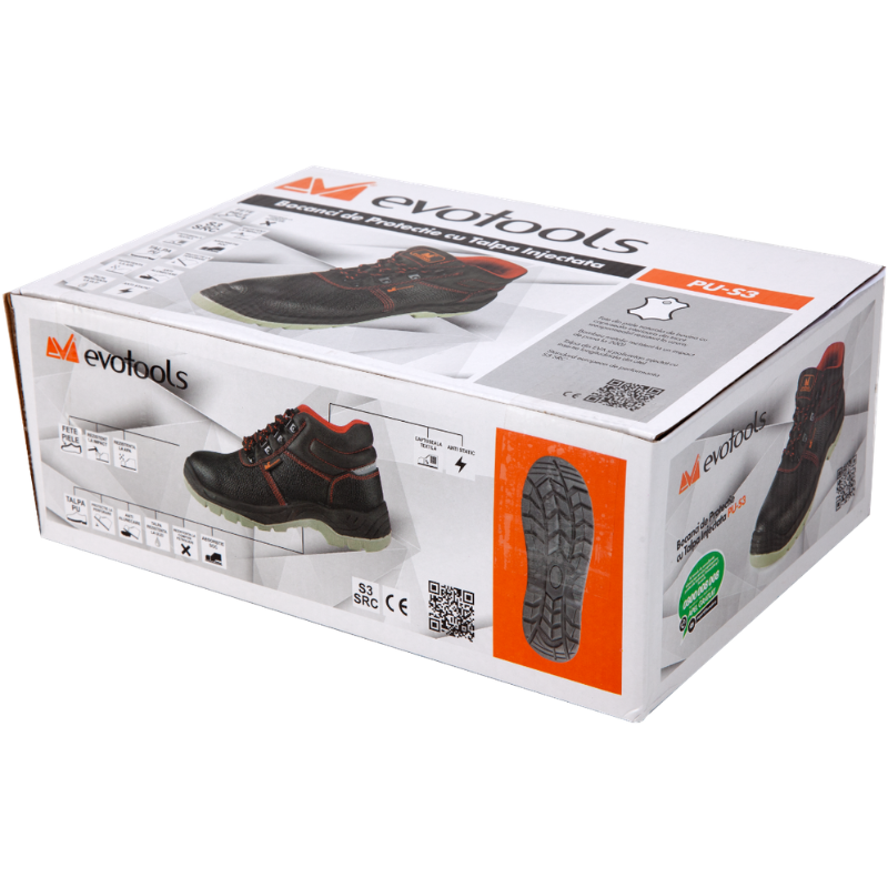 Bocanci protectie S3, talpa PU injectata, bombeu metalic, piele naturala, marimi 39-46 [4]
