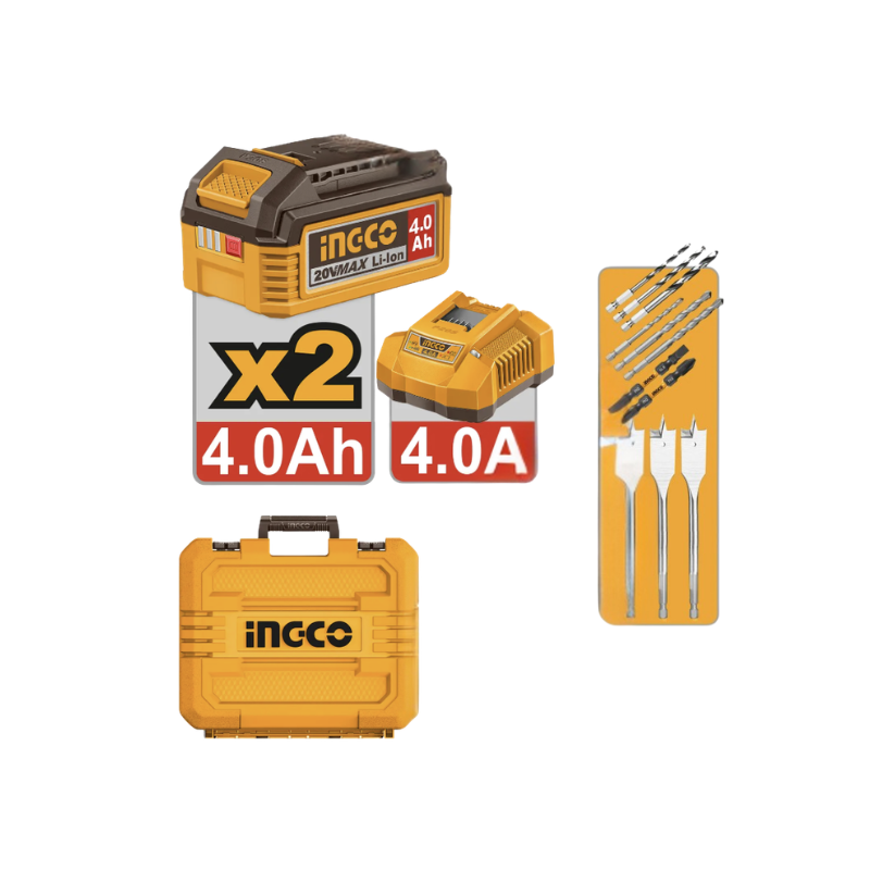 Bormasina cu impact, 20V 96 Nm brushless, cu 2 acumulatori 4.0Ah si accesorii complete [3]