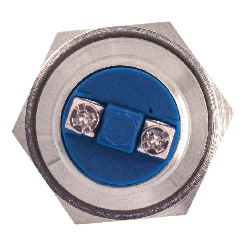 Buton rotund plat, momentan, otel, 1,9 cm, 12/230V, 5A, pentru control circuite [5]