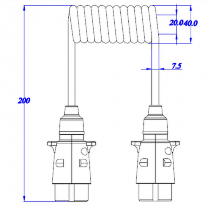 Cablu spiralat electric, stecher 7 pini, tatatata, 5m, 12V - Truck LED E1219 [3]