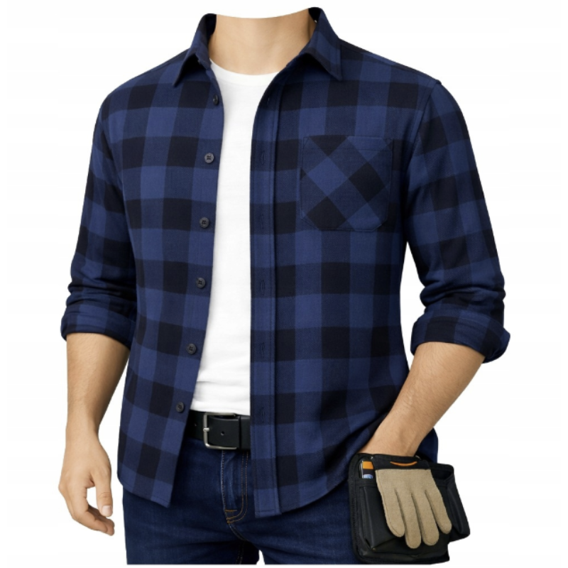 Camasa flanel 4WRK HERA bleumarin carouri 100% bumbac [2]