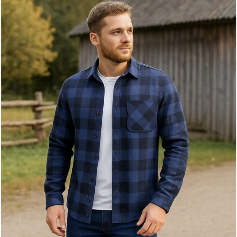 Camasa flanel 4WRK HERA bleumarin carouri 100% bumbac [4]