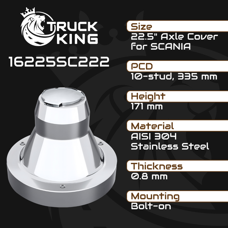 Capac butuc roata spate, Scania 22,5”, inox, PCD 335 mm [10]