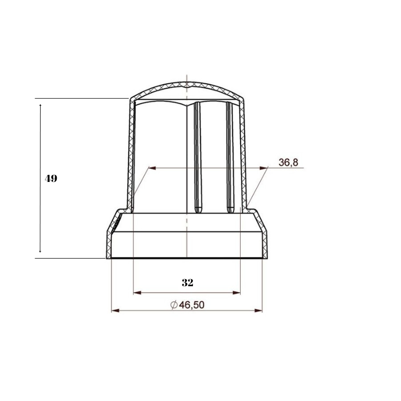 Capac Cromat cu indicator pentru piulita de 32mm, L 49mm, camioane, semiremorci [2]