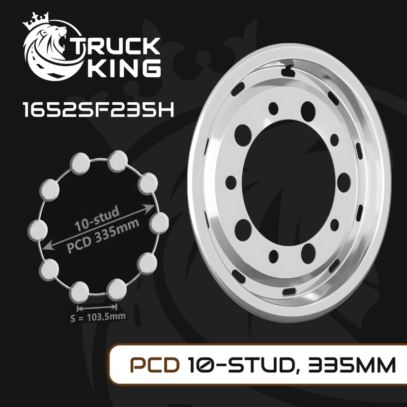 Capac Janta Fata 22,5x11,75 ET135 Super Single, Inox, 10 Gauri, PCD 335mm, Prindere cu Suruburi [8]