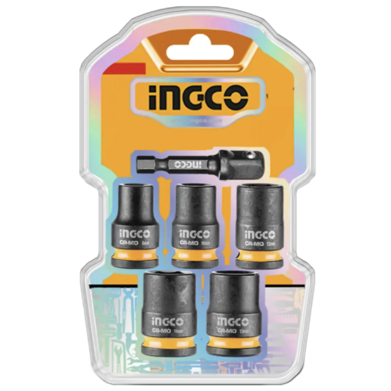 Set Chei Tubulare de Impact 3/8", 6 piese Cr-Mo, 8-14 mm, cu adaptor 1/4" hex la 3/8" [2]