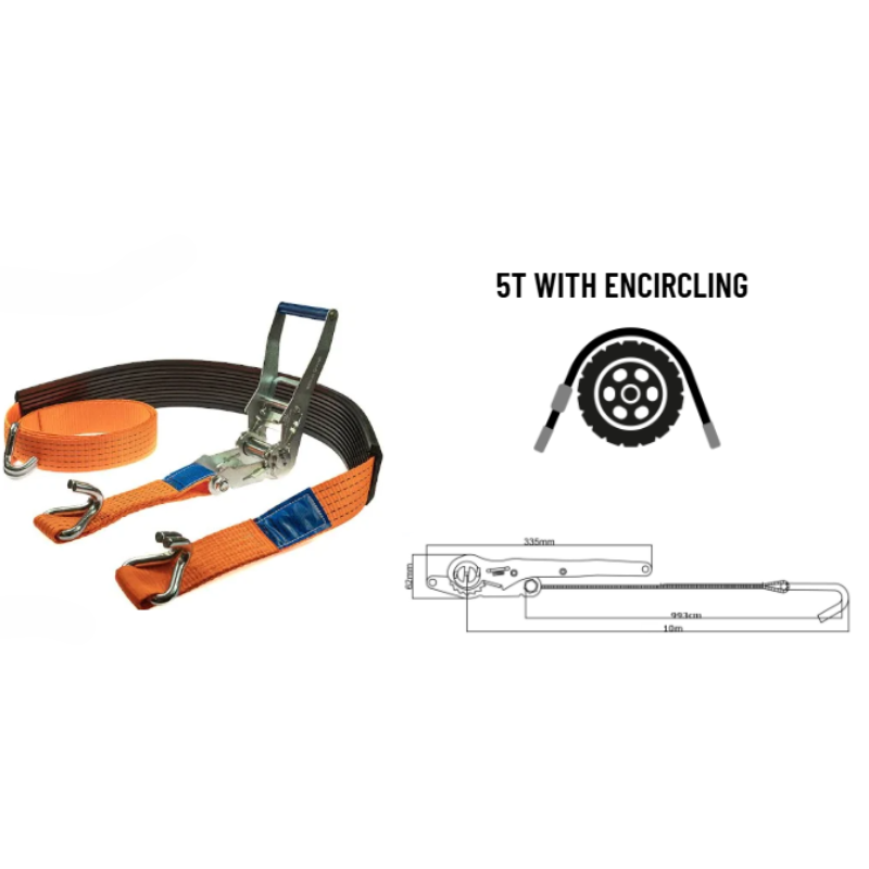 Chinga cauciucata ancorare autoturisme, marfa, cu clichet fixare in 3 puncte, 3m, 2500daN [2]