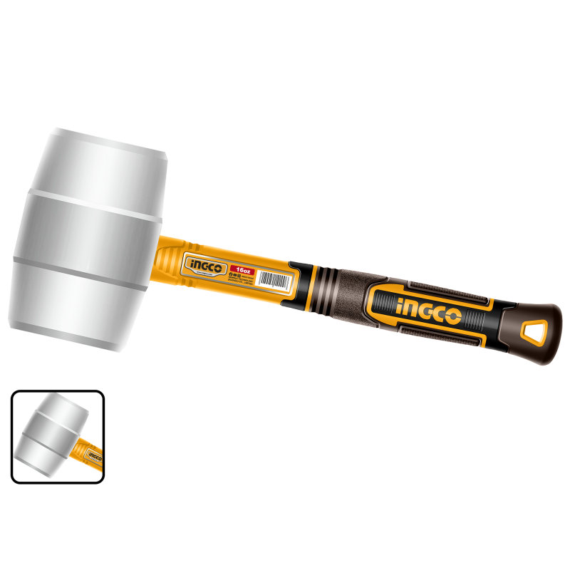 Ciocan cauciuc moale, alb, maner fibra 450g - INGCO  HRUH8316 [2]