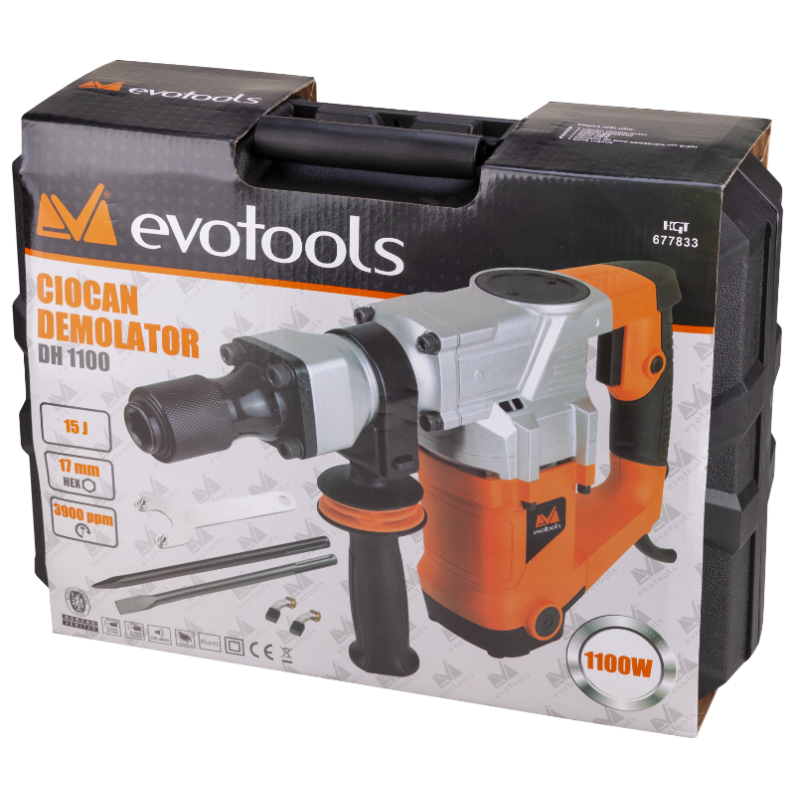 Ciocan Demolator, Putere 1100 W, Energie Impact 15 J, Mandrina HEX 17 mm, Frecventa 3900 Percutii/Minut, Acces Rapid Perii Colectoare [6]
