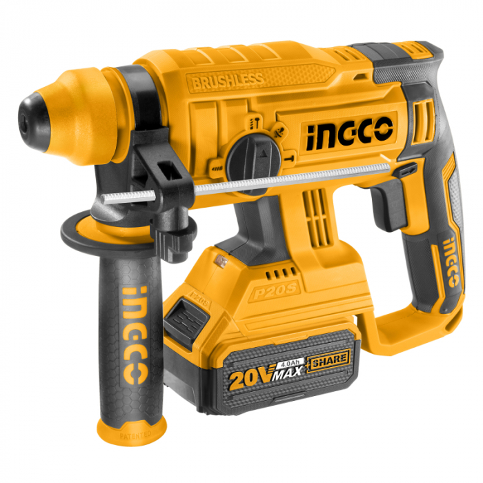 Ciocan rotopercutor pe acumulator 20V, brushless + 2 acumulatori 4Ah, accesorii incluse [2]
