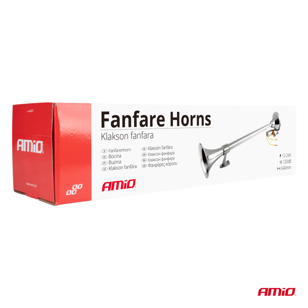 Claxon Fanfara Cromat, 640mm, 12V/24V - Semnal Acustic Auto [5]