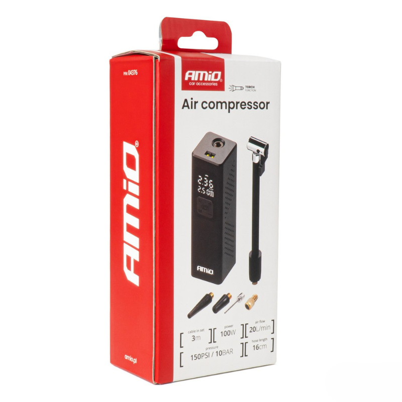 Compresor portabil auto, 12V, 100W, manometru digital, 10 bar, anvelope, mingi si saltele [11]