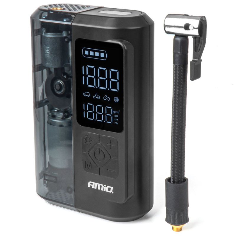 Compresor portabil auto wireless, manometru digital, 10 bar, powerbank, 12V, umflat anvelope, mingi si saltele [1]