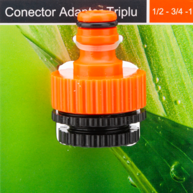 Conector Furtun Adaptor Triplu FI 2012, 1/2 - 3/4 - 1 inch, ABS [2]