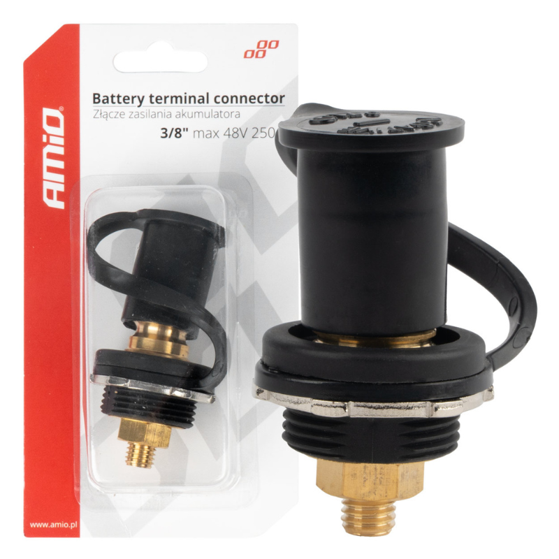 Conector Negativ (-) Baterie Auto cu Capac, M10 (3/8"), 12-48V, 250A [1]