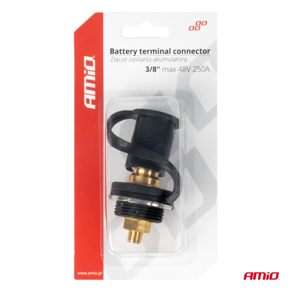 Conector Negativ (-) Baterie Auto cu Capac, M10 (3/8"), 12-48V, 250A [4]