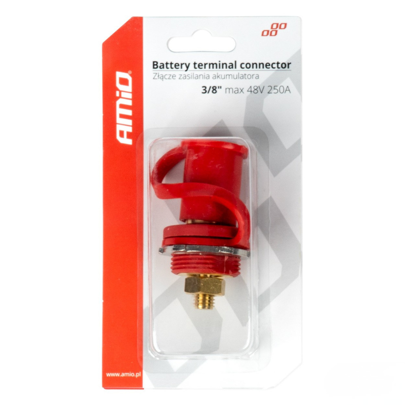 Conector Pozitiv (+) Baterie Auto cu Capac, M10 (3/8"), 12-48V, 250A [4]