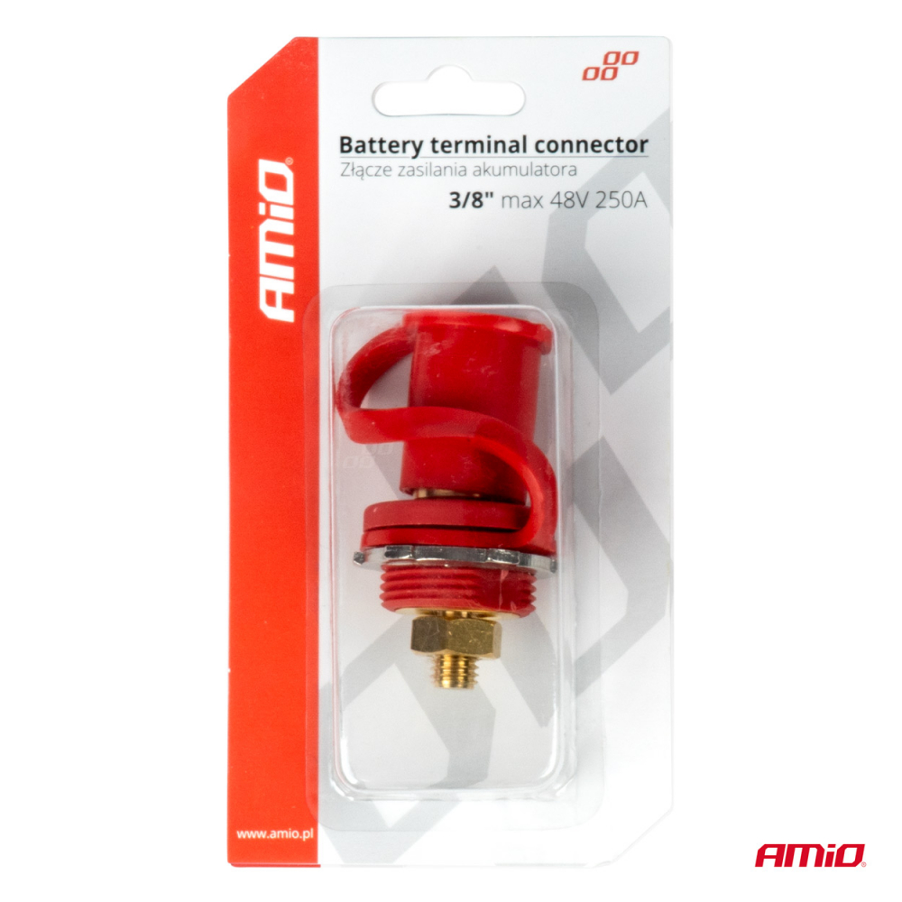 Conector Pozitiv (+) Baterie Auto cu Capac, M10 (3/8"), 12-48V, 250A [4]