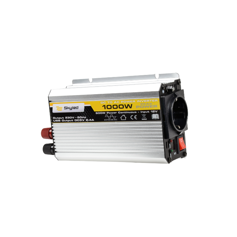 Convertor, Invertor auto, USB, 1000W (putere instantanee), 500W putere continua, unda sinusoidala modificata, 12V - 230V, 50Hz [5]