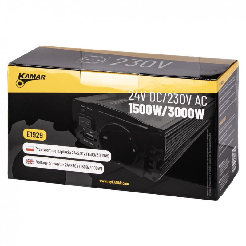 Convertor Tensiune Auto, Invertor 24V DC la 230V AC, Putere 1500W-3000W, Unda Modificata, Priza Schuko, USB [6]