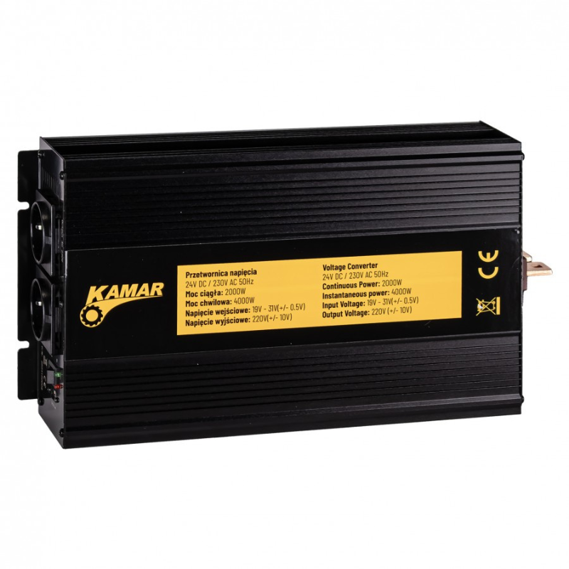 Convertor Tensiune Profesional, Invertor 24V DC la 230V AC, Putere 2000W-4000W, Doua Prize Schuko, USB 2.4A [2]