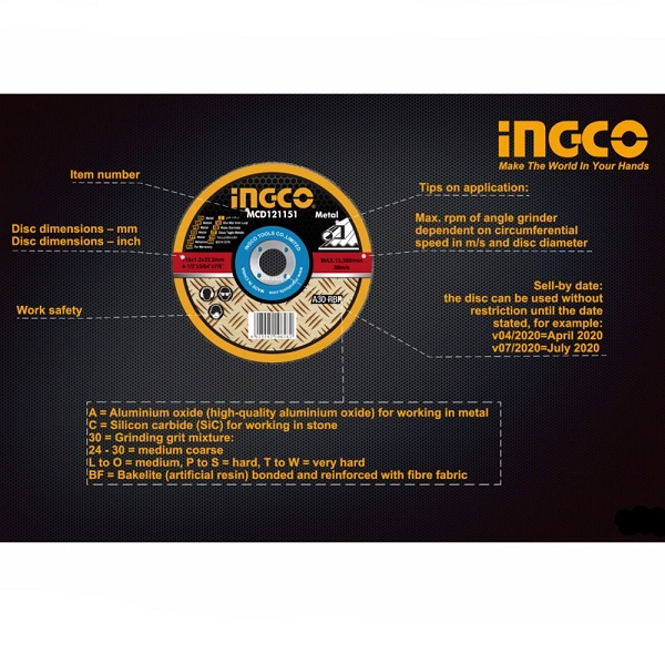 Disc abraziv, panza sefluire, degrosare metal 115mm - INGCO  MGD601151 [2]