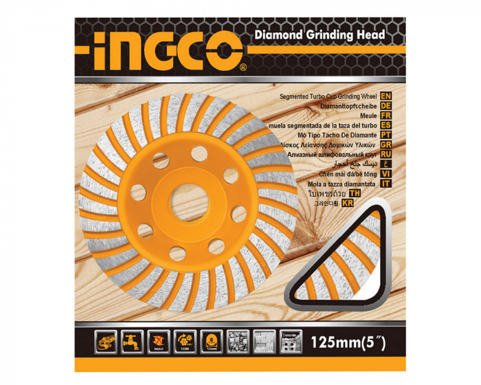 Disc diamantat 125 mm, cu segmente pentru slefuit suprafete beton, mozaic, marmura, Turbo [2]