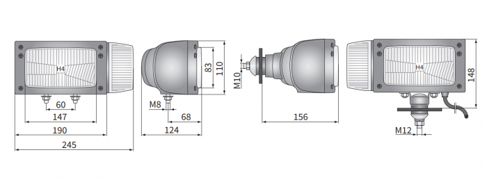 Far cu semnalizare, echipat cu becuri 12V, REPR1, tractor, excavator, manitou, utilaje, Merlo, JCB, Manitou - Wesem REPR1.24259.02 [2]