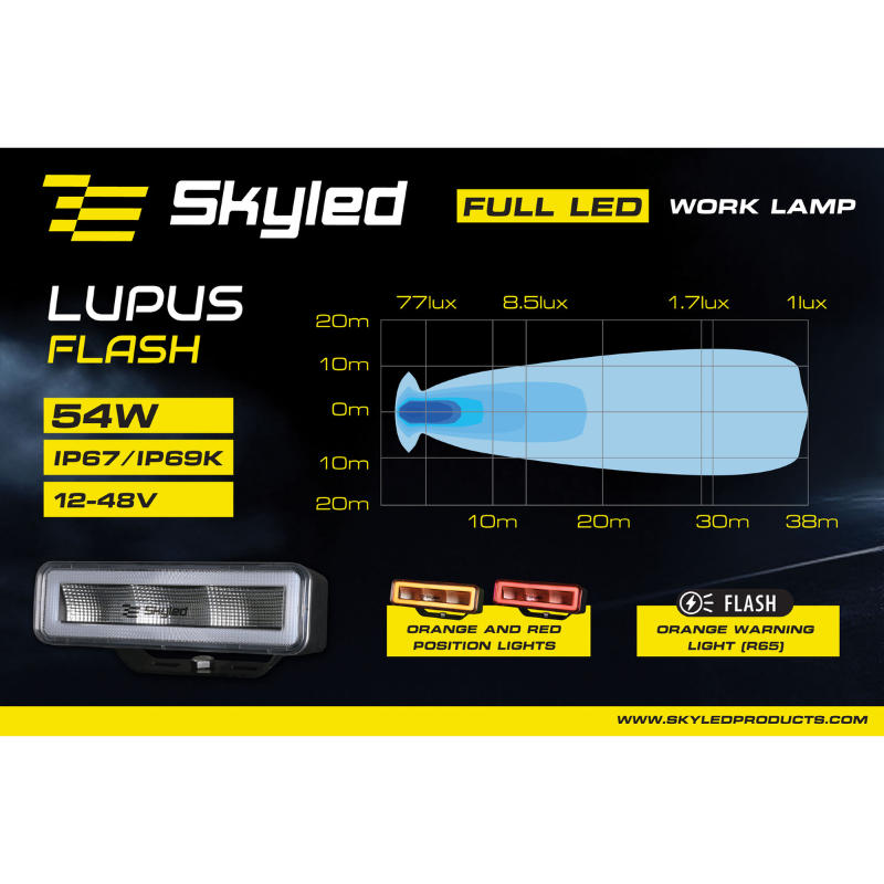Far de lucru LED, 54W, 12-48V, lumina de pozitie, IP69K, 160 mm [12]