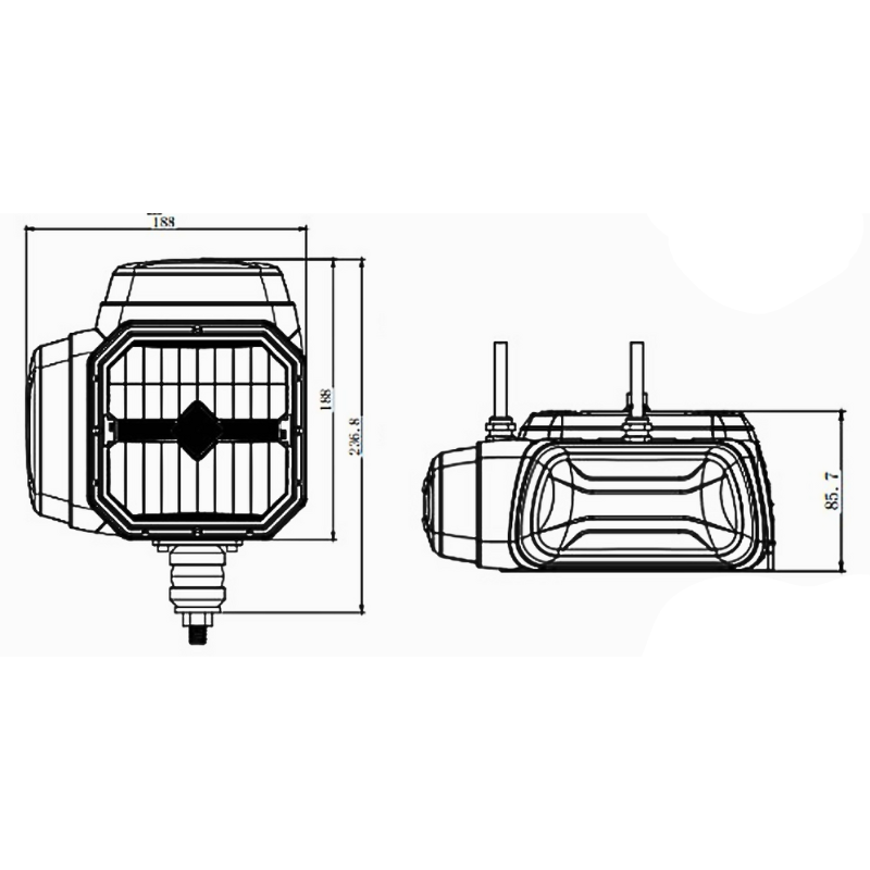 Far LED pentru utilaje, tractoare, excavatoare faza lunga si scurta, semnalizare, ceata si lentila incalzita [4]