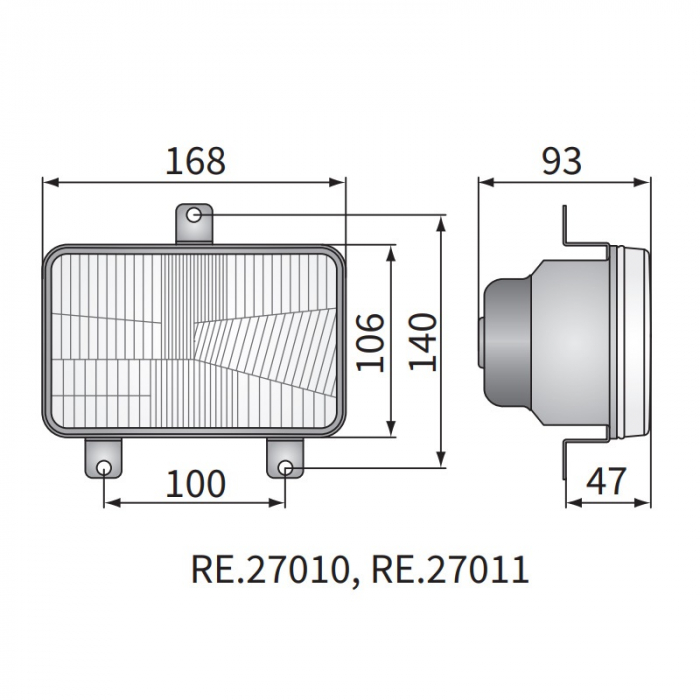 Far tractor dreptunghiular cu 3 funcții, 168 x 106 - Wesem RE.27010 [3]