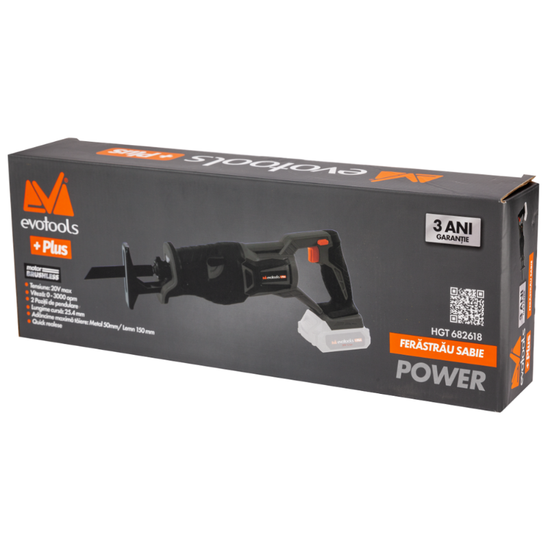 Ferastrau Sabie Brushless Fara Fir, 20V, Fara Perii, Viteza Variabila 0-3000 OPM, Taiere Lemn, Metal, 2 Pozitii Pendulare [4]