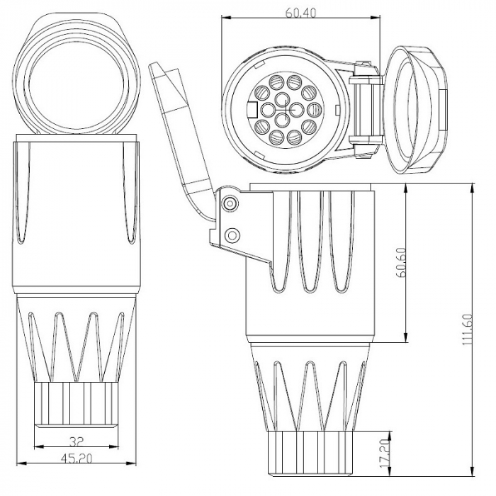 Fisa, priza electrica 13 pini, mama, 12V - Truck LED E1199 [3]