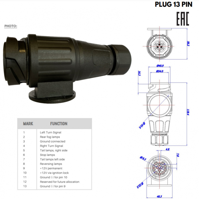 Fisa, Stecher cu 13pini, 12V - Truck LED W-13-B (2) [3]