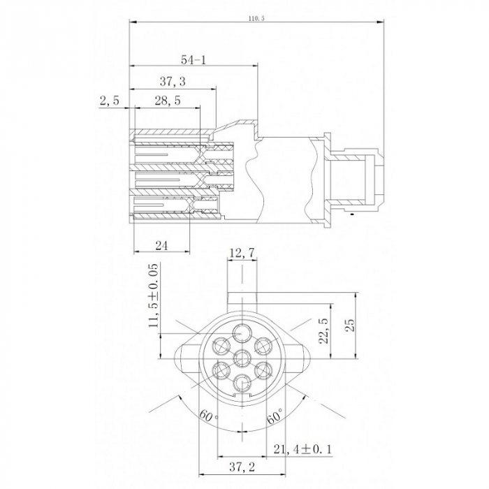 Fisa, stecher din aluminiu cu 7 pini, tip N, 12V - Truck LED E1266-A [3]