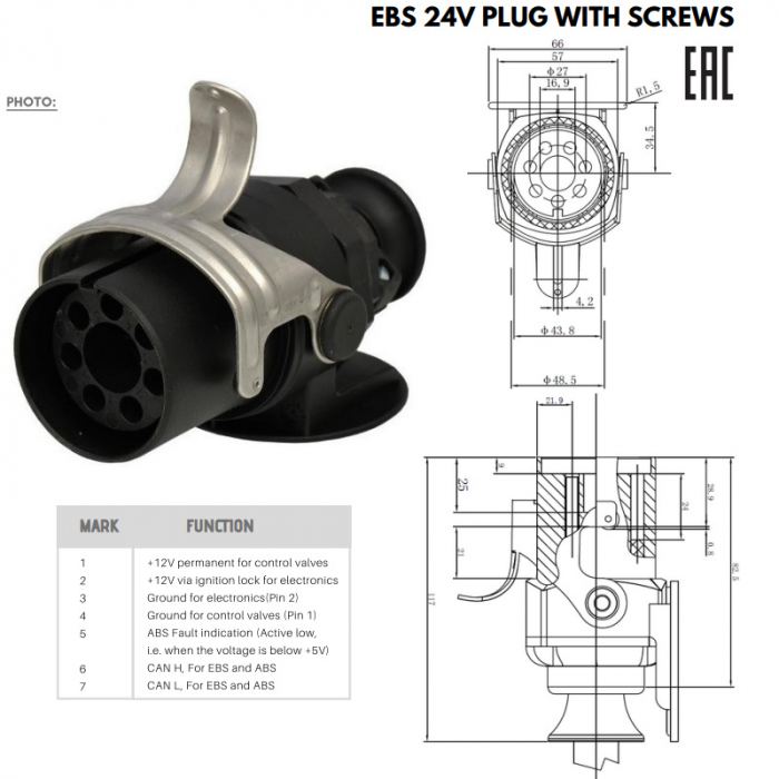 Fisa, stecher, EBS, 7 pini, mama, 24V - Truck LED E1218 [2]