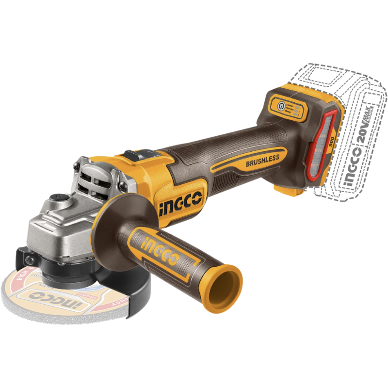 Flex unghiular 20V, 11.5cm, 900W, brushless, cu acumulator 4Ah si incarcator [2]