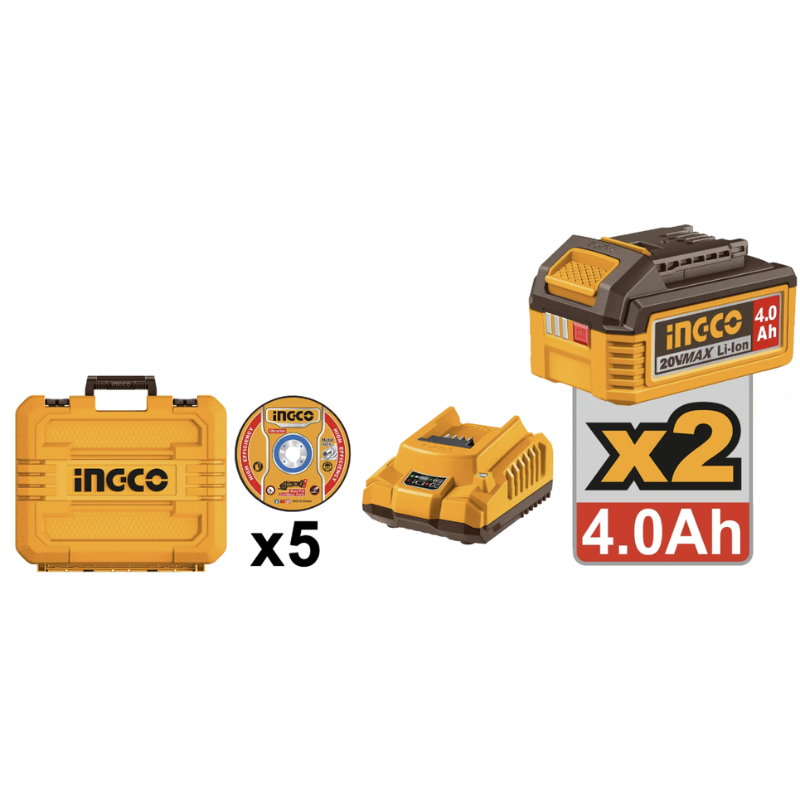 Flex unghiular, 20V 11.5cm brushless, 900W 3 viteze, cu 2 acumulatori 4.0Ah [3]