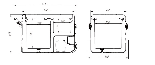 Frigider portabil dublu cu compresor Vigo Cool 35L 12/24/230V cu roti si maner si aplicatie Bluetooth [8]