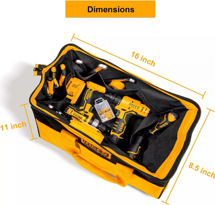 Geanta de scule cu organizator si 6 buzunare, 40 x 21.50 x 28cm [5]