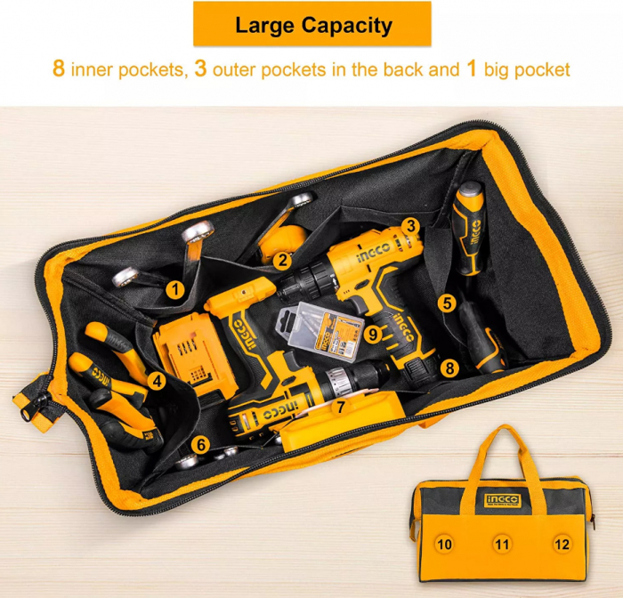 Geanta de scule cu organizator si 6 buzunare, 40 x 21.50 x 28cm [2]