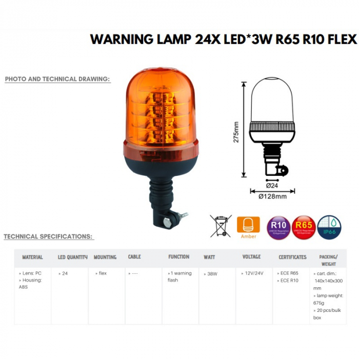 Girofar conector rapid, LED, 1224V, 12.8 x 27.5cm - Truck LED ALR0016-2 [3]