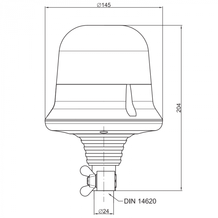 Girofar de avertizare cu prindere pe suport bara, conector electric rapid, 12 / 24V, 14.5 x 204cm [3]