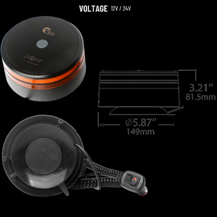 Girofar de avertizare led 25W, 50 x led, magnetic, 12 / 24V, 3 functii lumina [5]