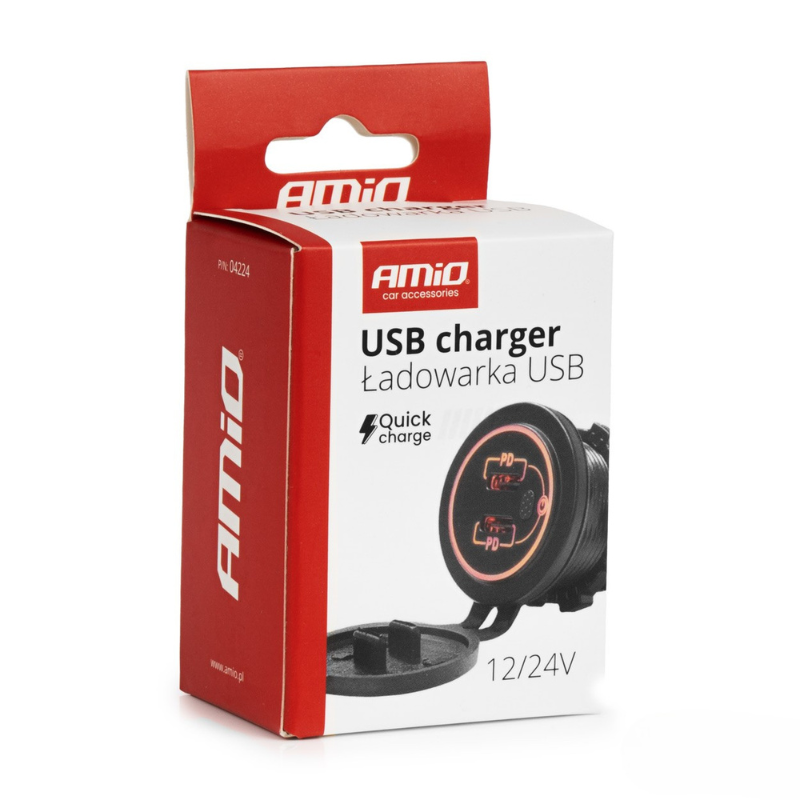 Incarcator Auto Incastrabil 12/24V, 2x USB-C, LED Rosu, Impermeabil, cu Intrerupator [5]