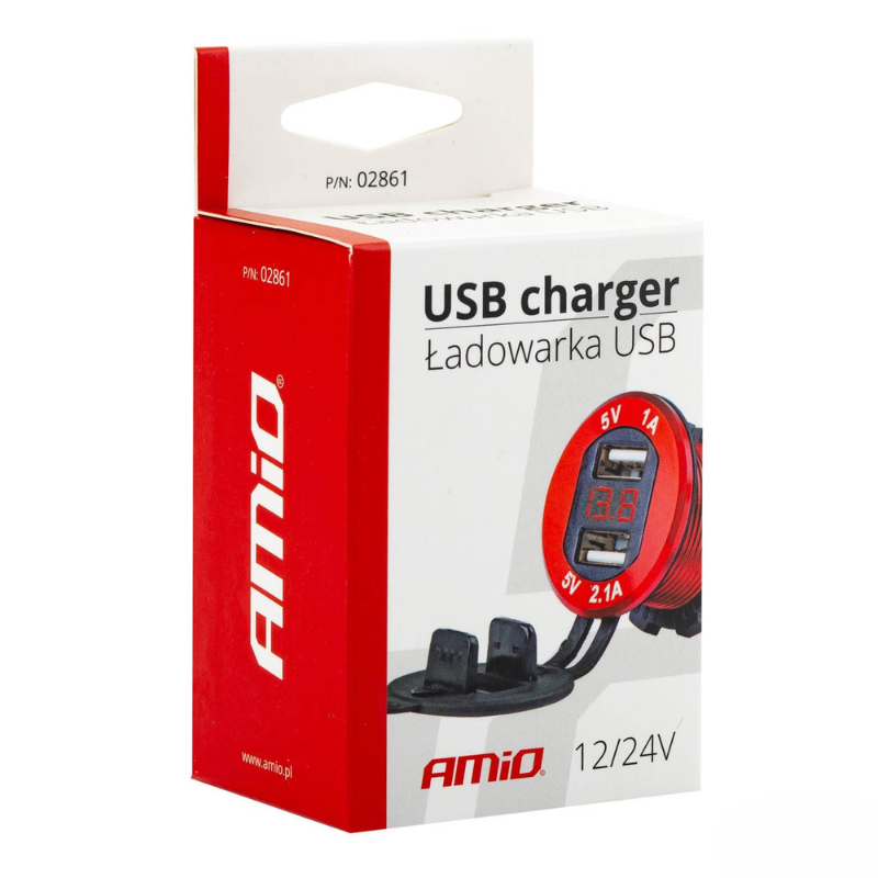 Incarcator Auto Incastrabil 12/24V, 2x USB, Voltmetru Digital, Impermeabil [4]