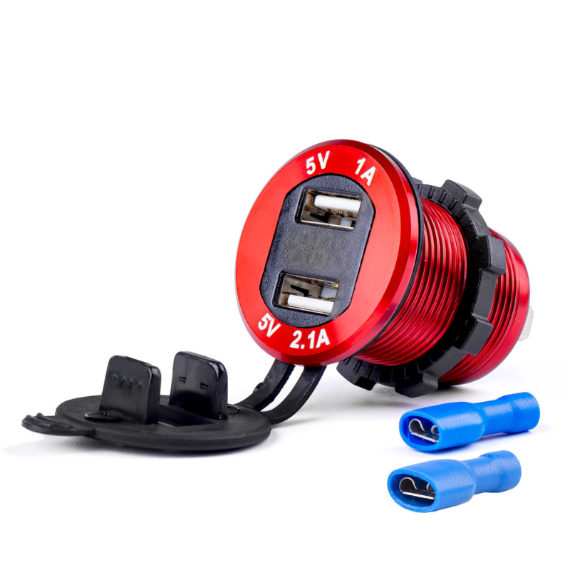 Incarcator Auto Incastrabil 12/24V, 2x USB, Voltmetru Digital, Impermeabil [1]
