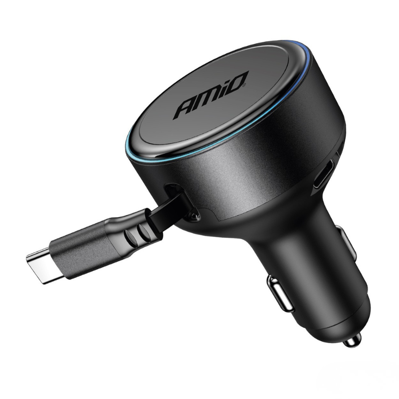 Incarcator Auto Retractabil Tip USB-C, 60W, Cablu Integrat 60cm, 12/24V [2]